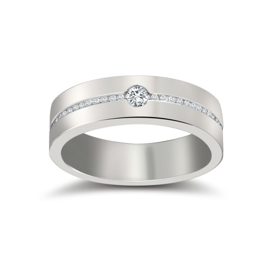 PLW065-6 | Platinum RBC Flat Court Natural Diamond Wedding Band Half Set - 6mm - 30pts