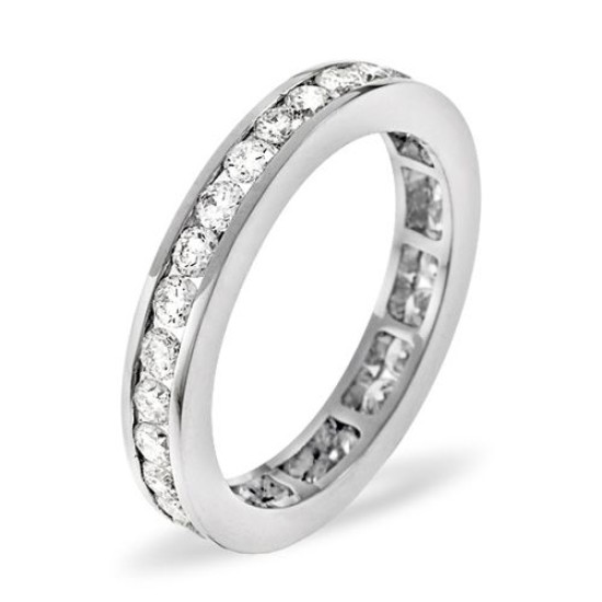PTFE001-100-HSI | Platinum Channel Set Full Eternity Ring Diamond 1.00ct H Si