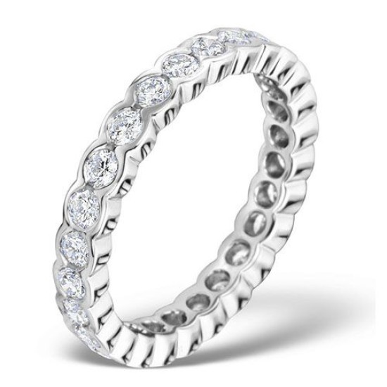 PTFE003-115-HSI | Platinum Rub Over Set Full Eternity Ring Diamond 1.00ct H Si