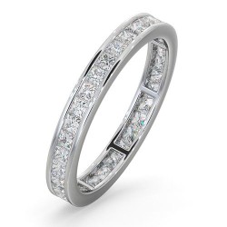 PTFE005-100-GVS-I | Platinum Channel Set Princess Cut Full Eternity Ring Diamond 1.00ct G VS