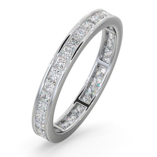 PTFE005-100-GVS | Platinum Channel Set Princess Cut Full Eternity Ring Diamond 1.00ct G VS