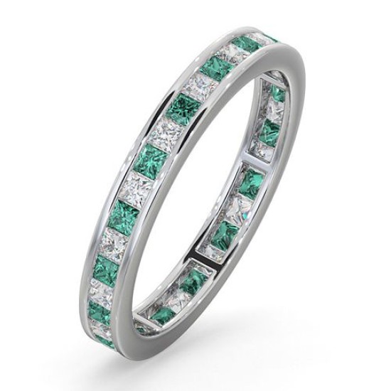 PTFE005E-100-HSI | Platinum Channel Set Princess Cut Full Eternity Ring Diamond 0.50ct Em 0.65ct H Si