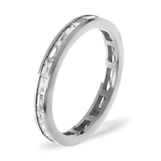PTFE009-100-HSI | Platinum Channel Set Full Eternity Ring Baguette Diamond 1.00ct H Si