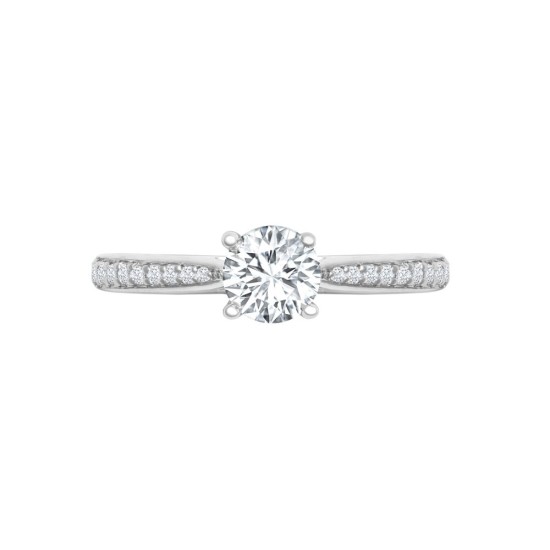 PTM951-050 | 950 Platinum Gold 0.12ct Natural Diamond Pav?-set Wed-fit Ring Mount + 0.50ct Diamond