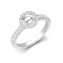 PTM953-070 | 950 Platinum Gold 0.54ct Diamond Micro-set Halo and Shoulders Wed-fit Ring Mount + 0.70ct Diamond