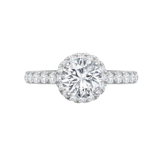 PTM953-100 | 950 Platinum Gold 0.58ct Natural Diamond Micro-set Halo and Shoulders Wed-fit Ring Mount + 1.00ct Diamond