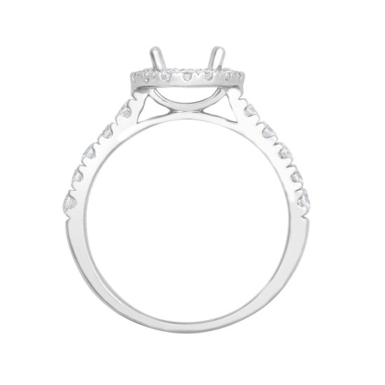 PTM953-100 | 950 Platinum Gold 0.58ct Natural Diamond Micro-set Halo and Shoulders Wed-fit Ring Mount + 1.00ct Diamond