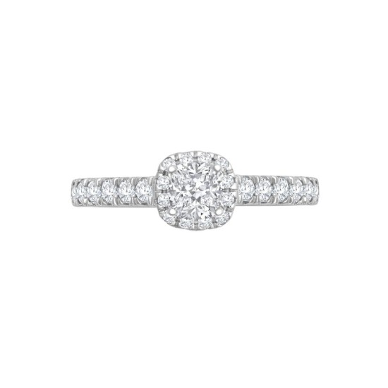 PTM957-025 | 950 Platinum Gold 0.33ct Diamond Micro-set Cushion-shaped Halo and Shoulders Wed-fit Ring Mount + 0.25ct Diamond