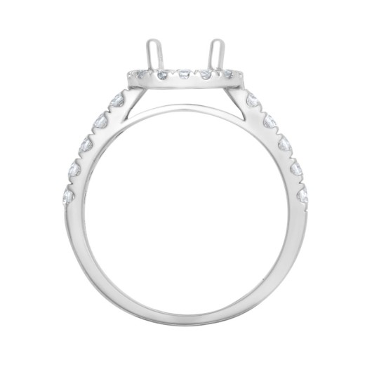 PTM957-100 | 950 Platinum Gold 0.58ct Natural Diamond Micro-set Cushion-shaped Halo and Shoulders Wed-fit Ring Mount + 1.00ct Diamond