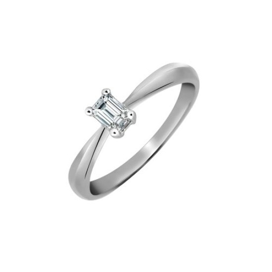 PTR001-075 | Platinum 75pts Emerald Cut Dia Solitaire Ring