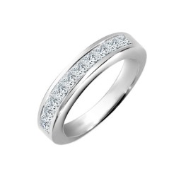 PTR010-100| Platinum 1.00ct Channel Set P.Cut Dia Half ET Ring