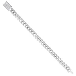 SILB009 | 925 Silver CZ Set Curb Bracelet