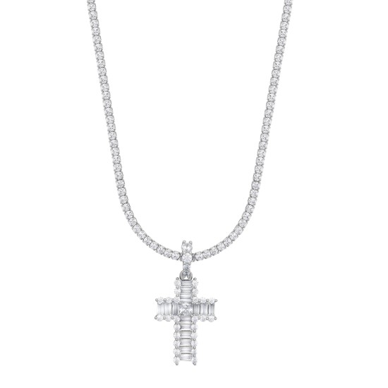 SILN001 | 925 Silver CZ Cross on Chain