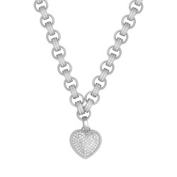 SILN002-24 | 925 Silver CZ Set Belcher Heart Necklace
