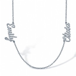 SNP029 | 925 Silver Personalised Nameplate with 2 names + 16" Chain