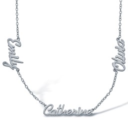 SNP030 | 925 Silver Personalised Nameplate with 3 names + 16" Chain