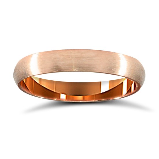 WCT18R3-01(R+) | 18ct Rose Gold Standard Weight Court Profile Satin Wedding Ring