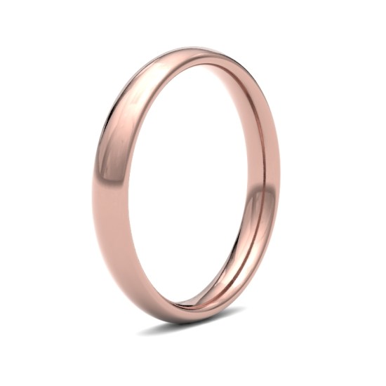 WCT18R3(F-Q) | 18ct Rose Gold Standard Weight Court Profile Mirror Finish Wedding Ring