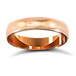 WCT18R4-02(F-Q) | 18ct Rose Gold Standard Weight Court Profile Mill Grain Wedding Ring