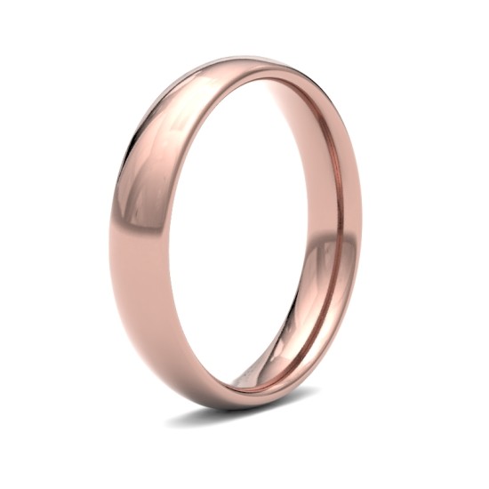 WCT18R4(F-Q) | 18ct Rose Gold Standard Weight Court Profile Mirror Finish Wedding Ring