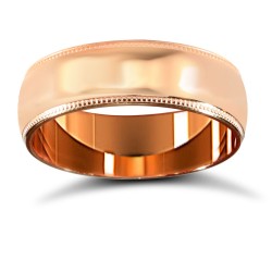 WCT18R6-02(F-Q) | 18ct Rose Gold Standard Weight Court Profile Mill Grain Wedding Ring