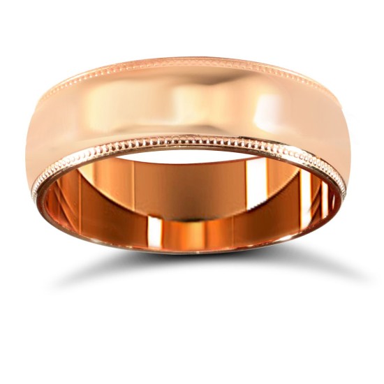 WPCT18R6-02(R+) | 18ct Rose Gold Premium Weight Court Profile Mill Grain Wedding Ring