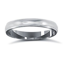 WCT18W3-02(F-Q) | 18ct White Gold Standard Weight Court Profile Mill Grain Wedding Ring