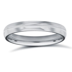 WCT18W3-05(F-Q) | 18ct White Gold Standard Weight Court Profile Centre Groove Wedding Ring