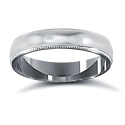 WCT18W4-02(F-Q) | 18ct White Gold Standard Weight Court Profile Mill Grain Wedding Ring