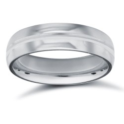 WPCT18W5-05(R+) | 18ct White Gold Premium Weight Court Profile Centre Groove Wedding Ring