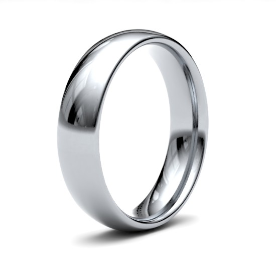 WCT18W5(R+) | 18ct White Gold Standard Weight Court Profile Mirror Finish Wedding Ring