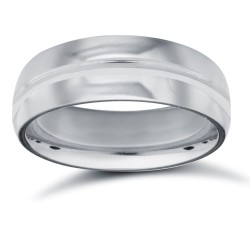 WPCT18W6-05(F-Q) | 18ct White Gold Premium Weight Court Profile Centre Groove Wedding Ring