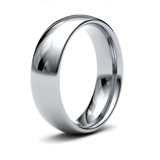 WCT18W6(R+) | 18ct White Gold Standard Weight Court Profile Mirror Finish Wedding Ring