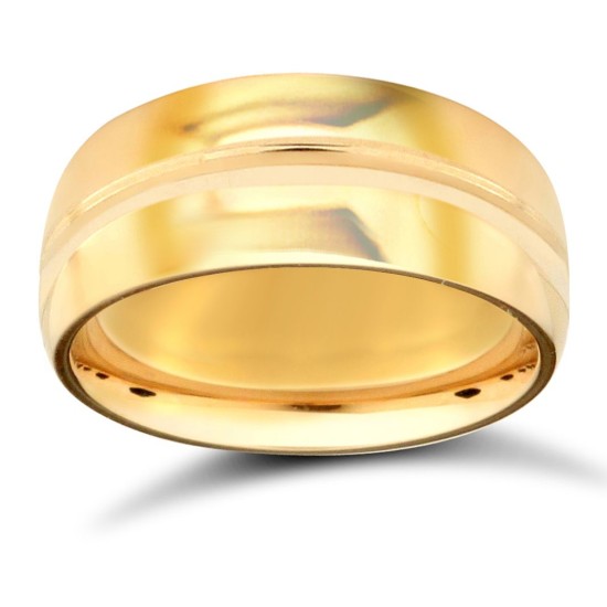 WCT18Y8-05 | 18ct Yellow Gold Standard Weight Court Profile Centre Groove Wedding Ring