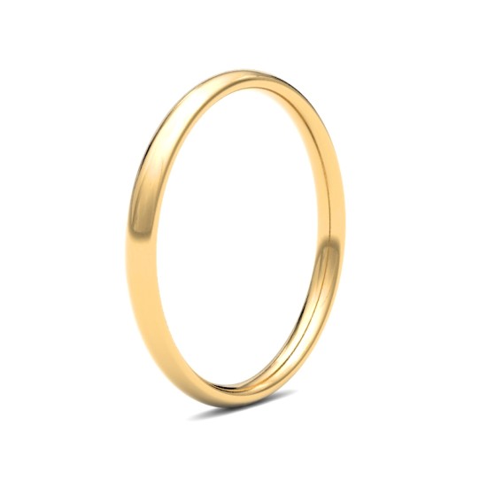 WCT22Y2 | 22ct Yellow Gold Standard Weight 2mm Court Profile Mirror Finish Wedding Ring