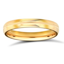 WCT22Y3-05 | 22ct Yellow Gold Standard Weight 3mm Court Profile Centre Groove Wedding Ring