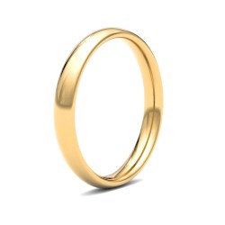 WCT22Y3-F | 22ct Yellow Gold Standard Weight Court Profile Mirror Finish Wedding Ring
