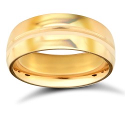 WCT22Y7-05 | 22ct Yellow Gold Standard Weight 7mm Court Profile Centre Groove Wedding Ring