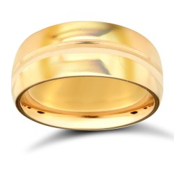 WCT22Y8-05 | 22ct Yellow Gold Standard Weight 8mm Court Profile Centre Groove Wedding Ring