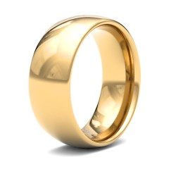 WCT22Y8 | 22ct Yellow Gold Standard Weight 8mm Court Profile Mirror Finish Wedding Ring