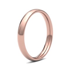 WCT9R3-F | 9ct Rose Gold Standard Weight Court Profile Mirror Finish Wedding Ring