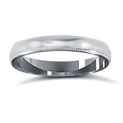 WCT9W3-02(F-Q) | 9ct White Gold Standard Weight Court Profile Mill Grain Wedding Ring