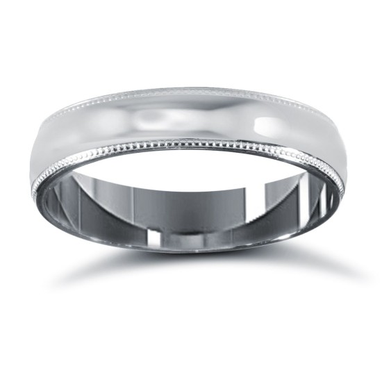 WCT9W4-02(F-Q) | 9ct White Gold Standard Weight Court Profile Mill Grain Wedding Ring