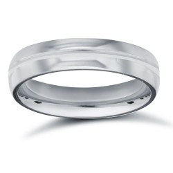 WPCT9W4-05(F-Q) | 9ct White Gold Premium Weight Court Profile Centre Groove Wedding Ring