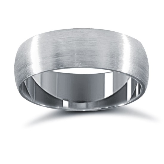 WCT9W6-01(F-Q) | 9ct White Gold Standard Weight Court Profile Satin Wedding Ring