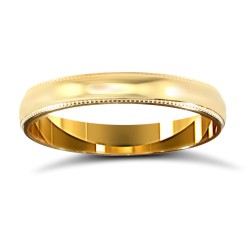 WCT9Y3-02(F-Q) | 9ct Yellow Gold Standard Weight Court Profile Mill Grain Wedding Ring