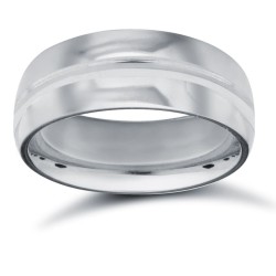 WCTPD7-05 | Palladium Standard Weight Court Profile Centre Groove Wedding Ring