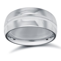 WCTPD8-05 | Palladium Standard Weight Court Profile Centre Groove Wedding Ring