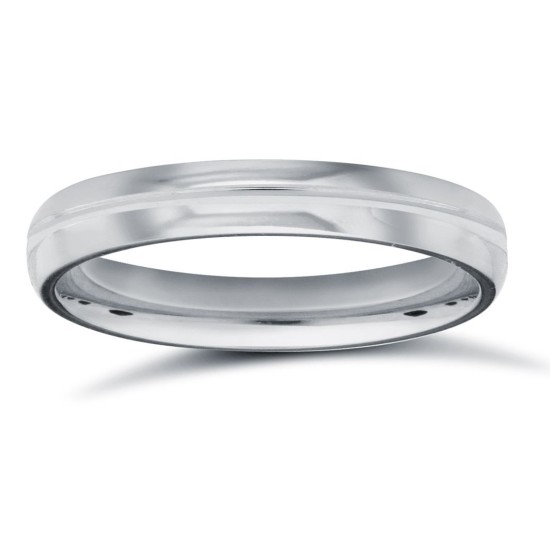 WCTPL3-05(F-Q) | Platinum Standard Weight Court Profile Centre Groove Wedding Ring