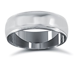 WCTPL6-02(F-Q) | Platinum Standard Weight Court Profile Mill Grain Wedding Ring